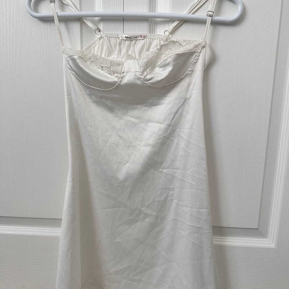 white lace cami slip dress